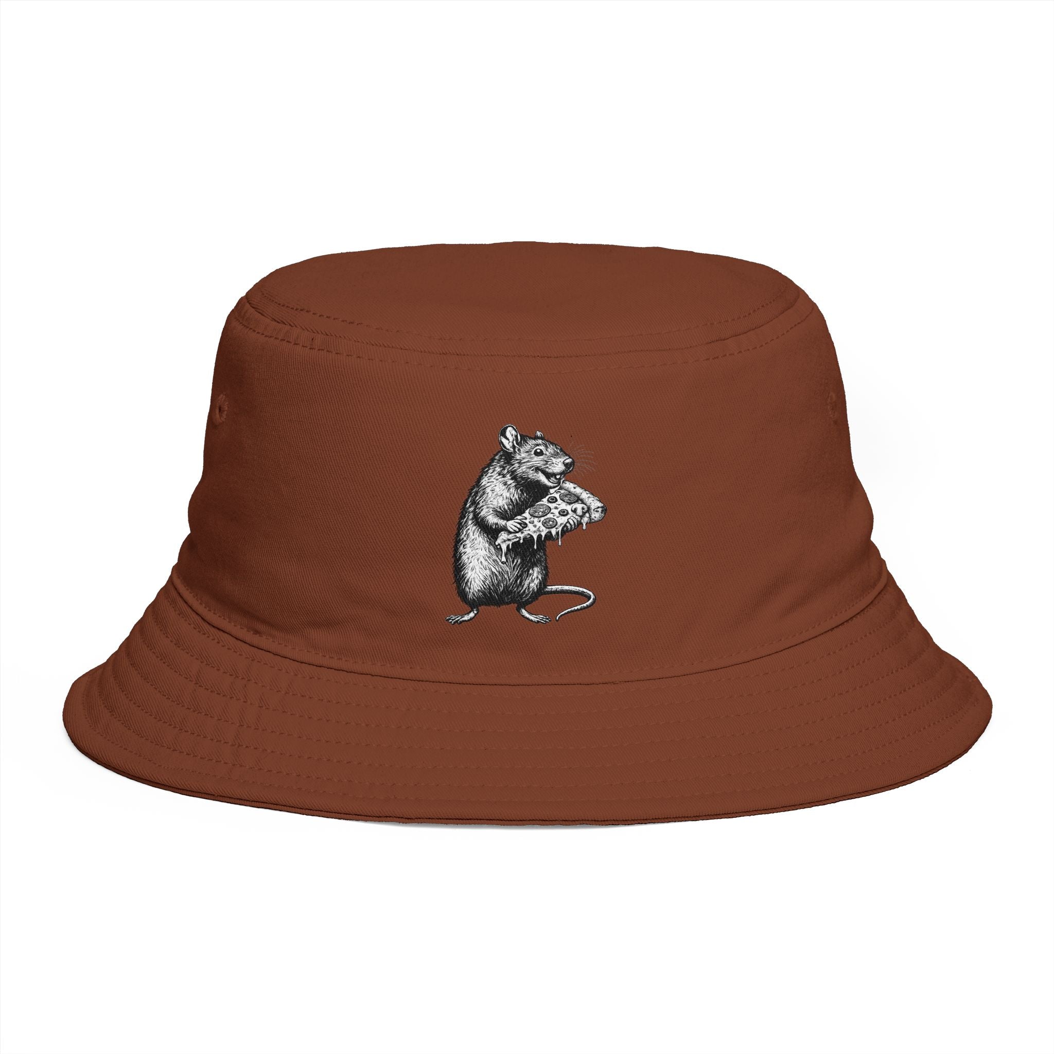 Brown Bucket Hat with Vintage Mouse Illustration – Cute Woodland Animal Sun Hat
