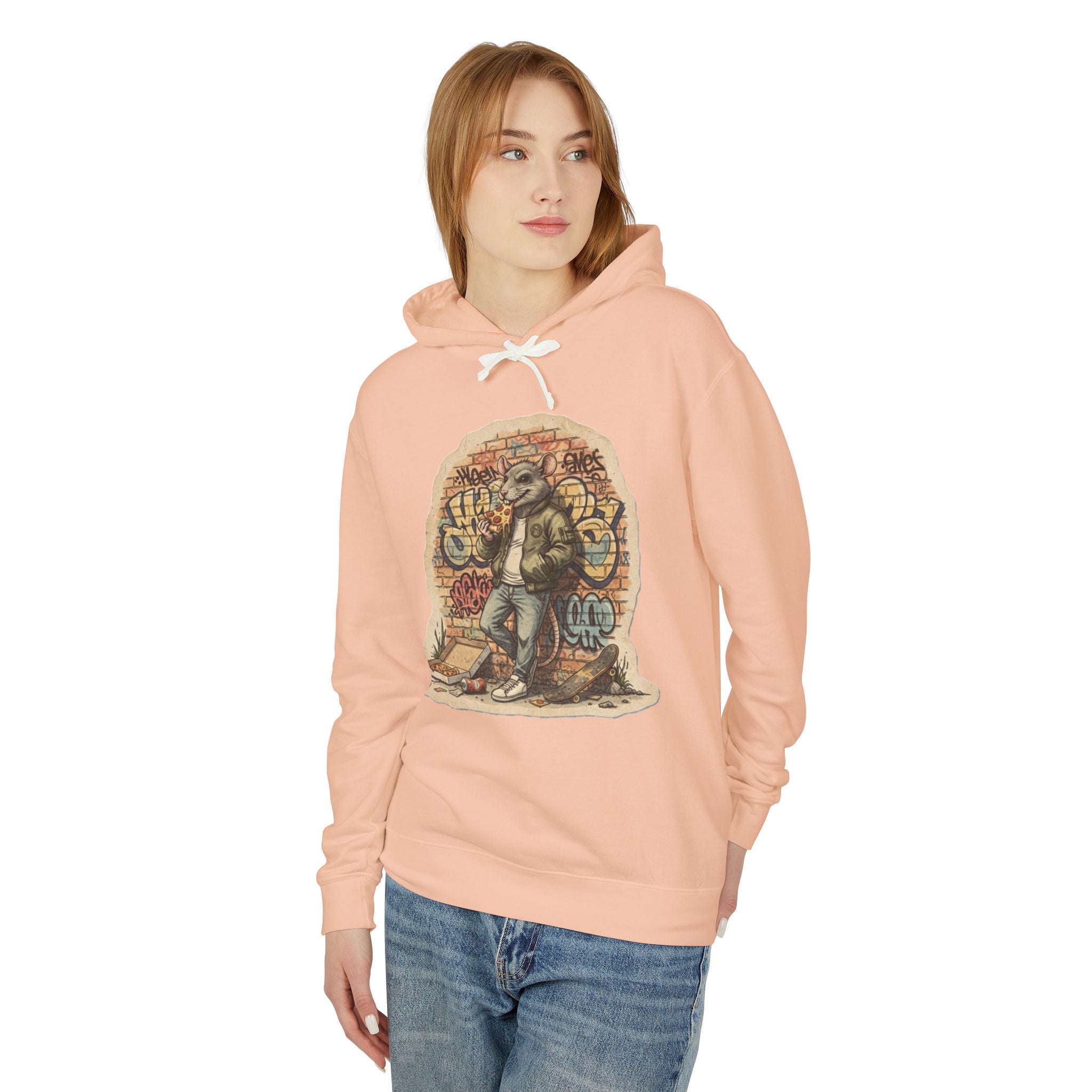 Skate Rat Street Art Hoodie — Retro Graffiti Skateboarder Pullover