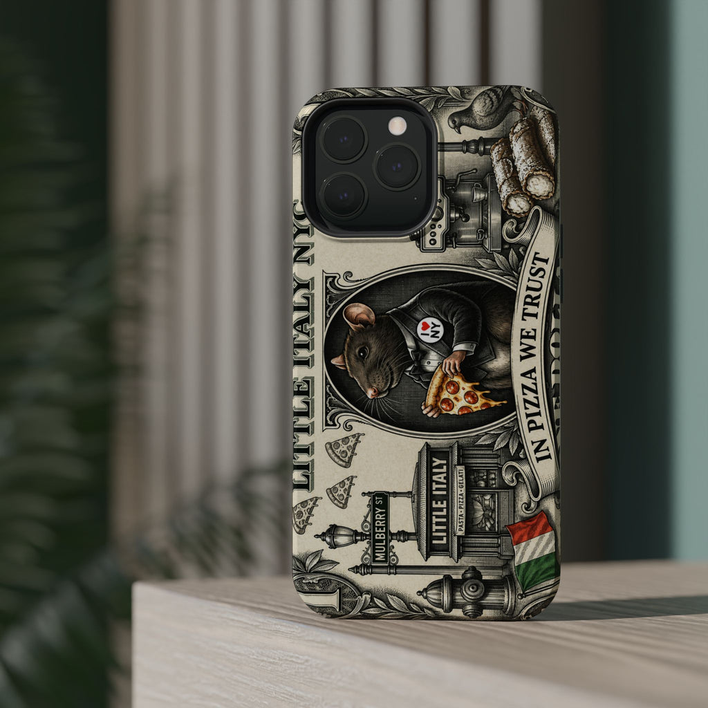 Little Italy NY Phone Case — 'In Pizza We Trust' Italy Rat Art Magnetic Impact-Resistant Case