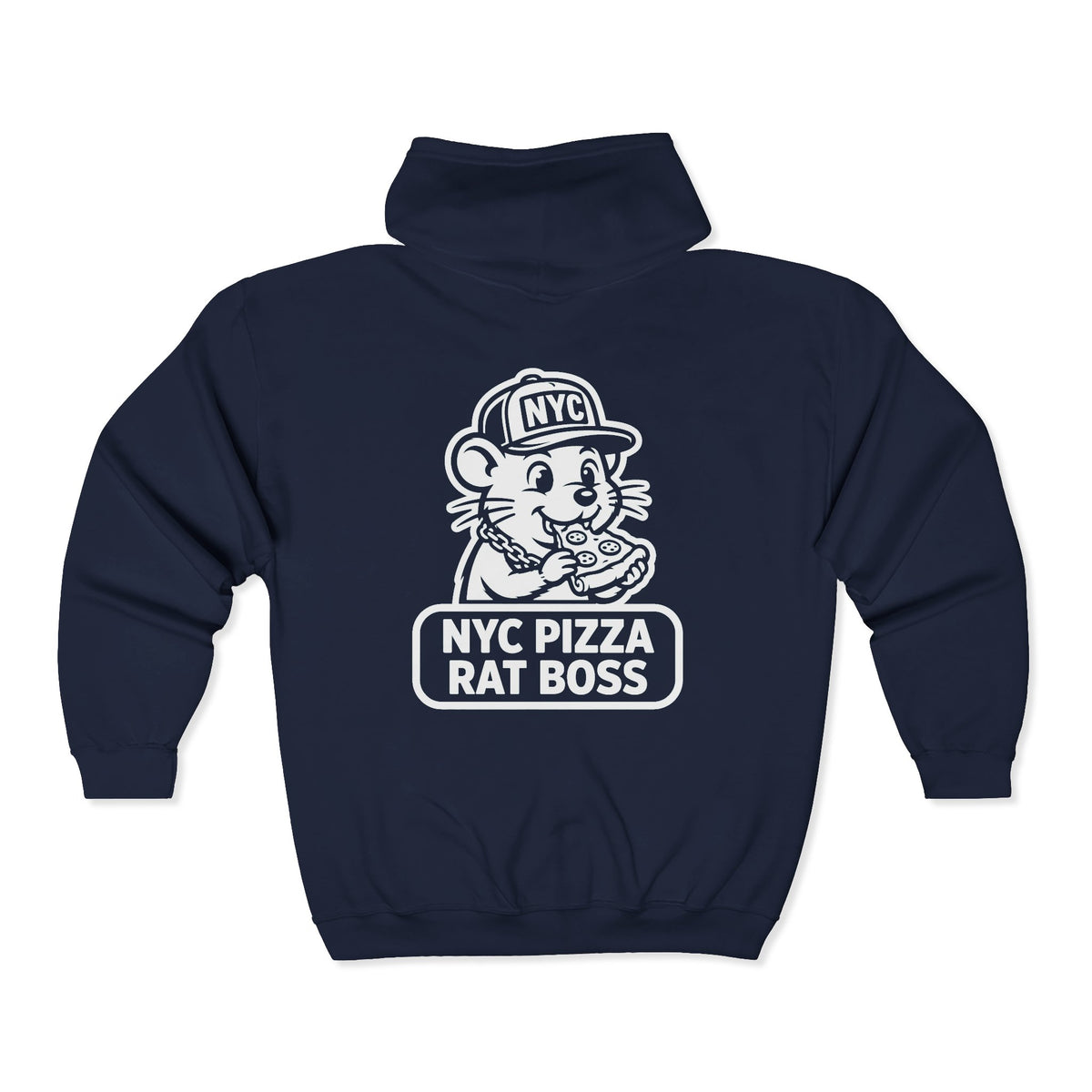 NYC Pizza Rat Zip Hoodie — Pizza Rat Graphic Full-Zip Sweatshirt