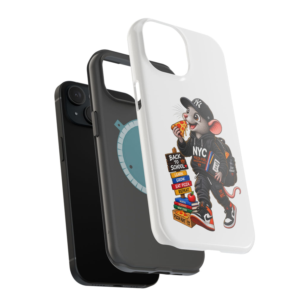 NYC Street Rat Phone Case – Magnetic Impact-Resistant iPhone Case with Back-to-School Pizza Design