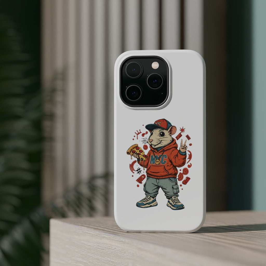 Streetwear Pizza Rat Phone Case — Magnetic Impact‑Resistant iPhone Case with Pizza Skateboard Design