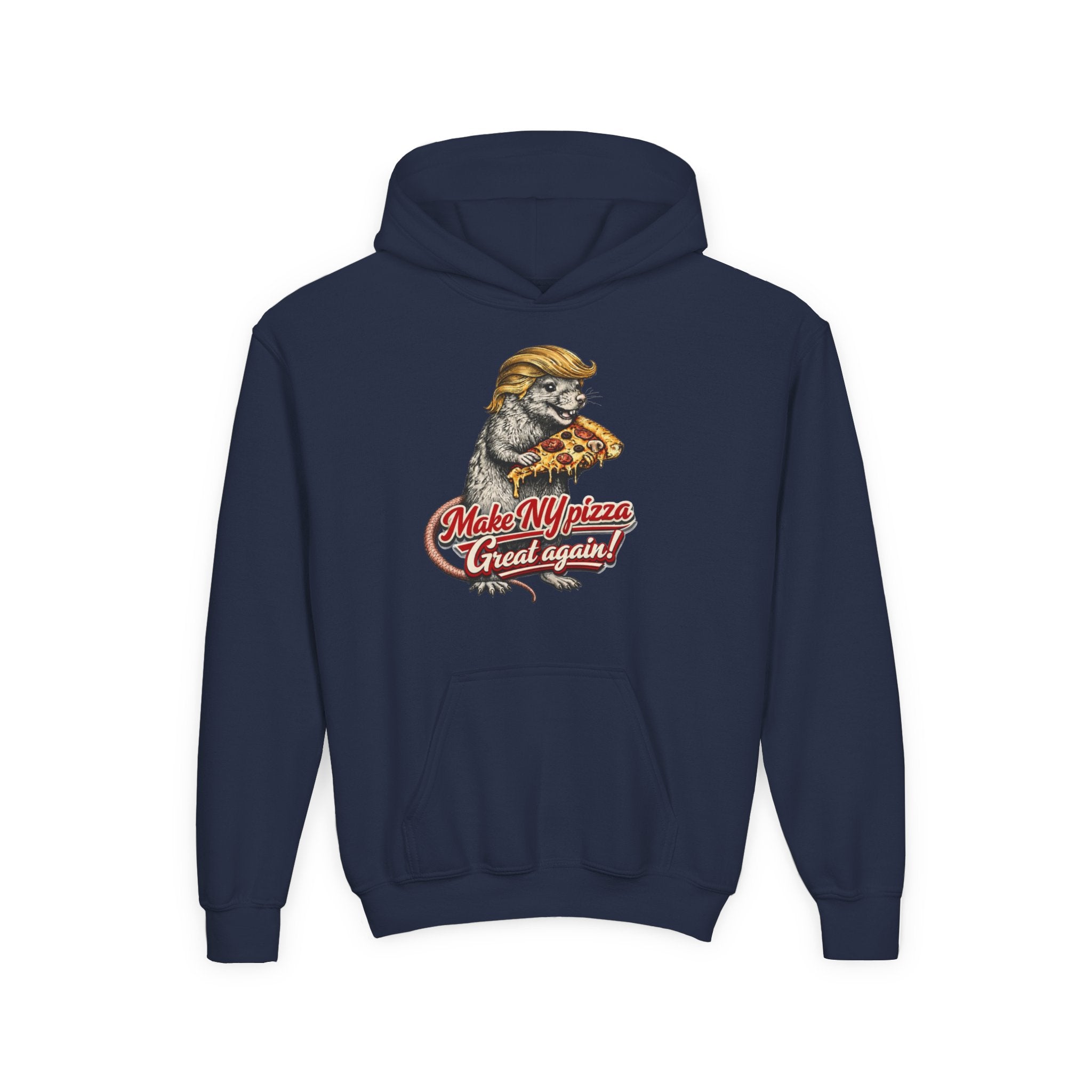 Youth Hoodie - "Make NY Pizza Great Again" Retro Pizza Lion Graphic