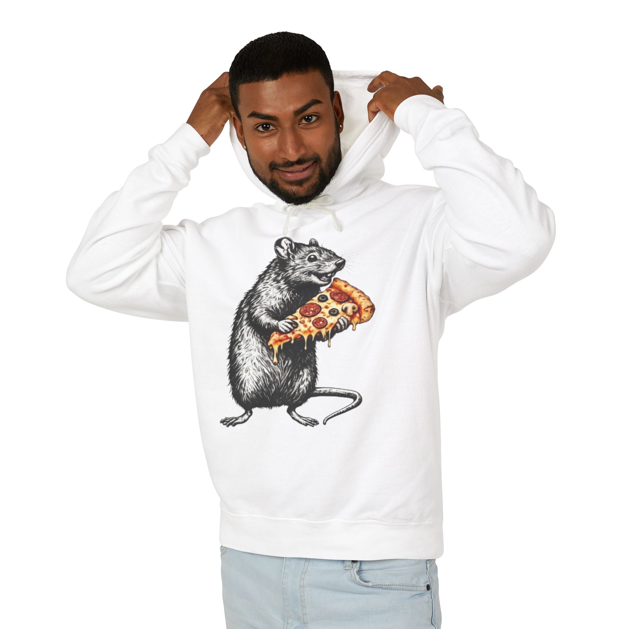 Rat Eating Pizza Hoodie — Quirky Graphic Animal Pizza Sweatshirt