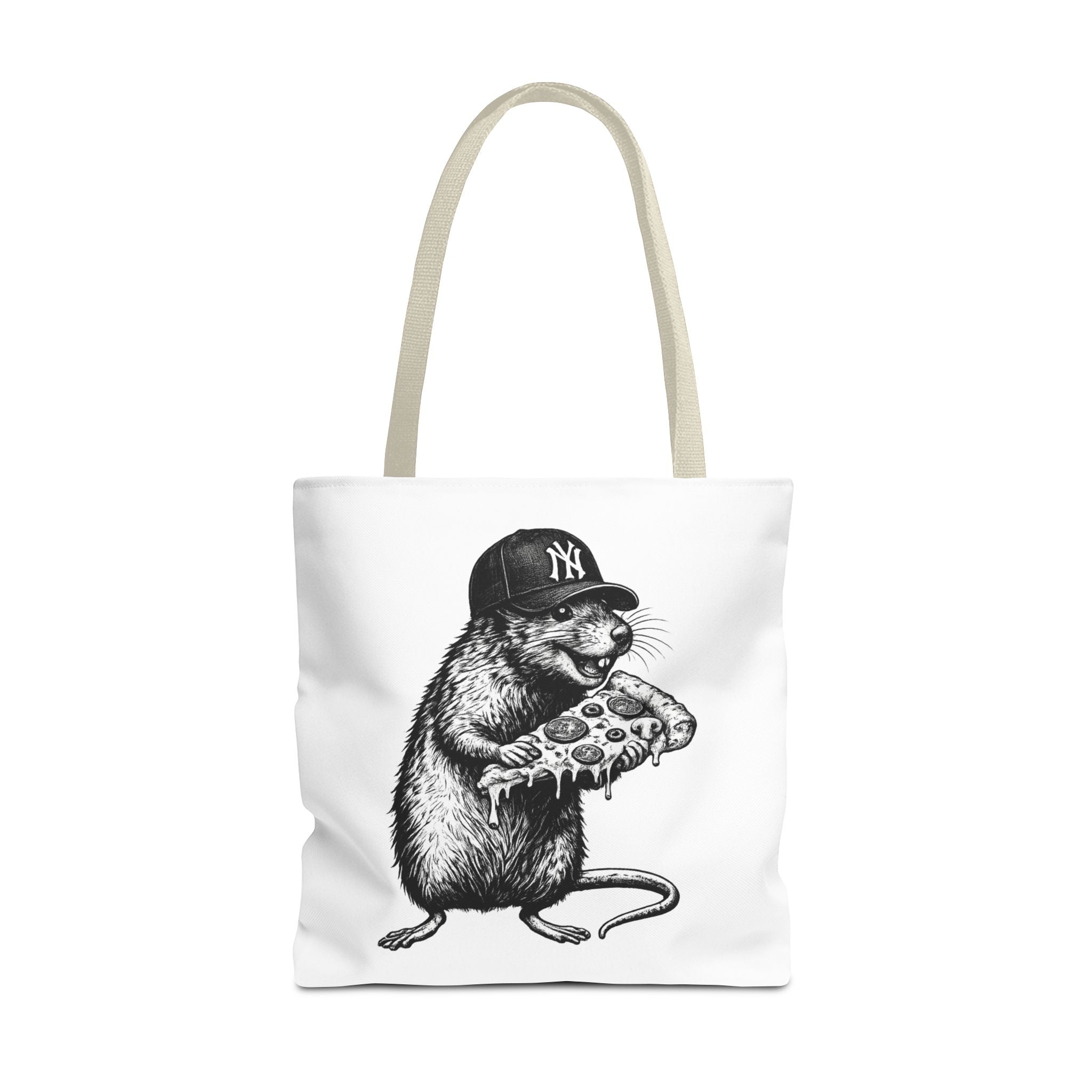 Pizza Rat Tote Bag — Cute NYC Rat Eating Pizza Canvas Tote