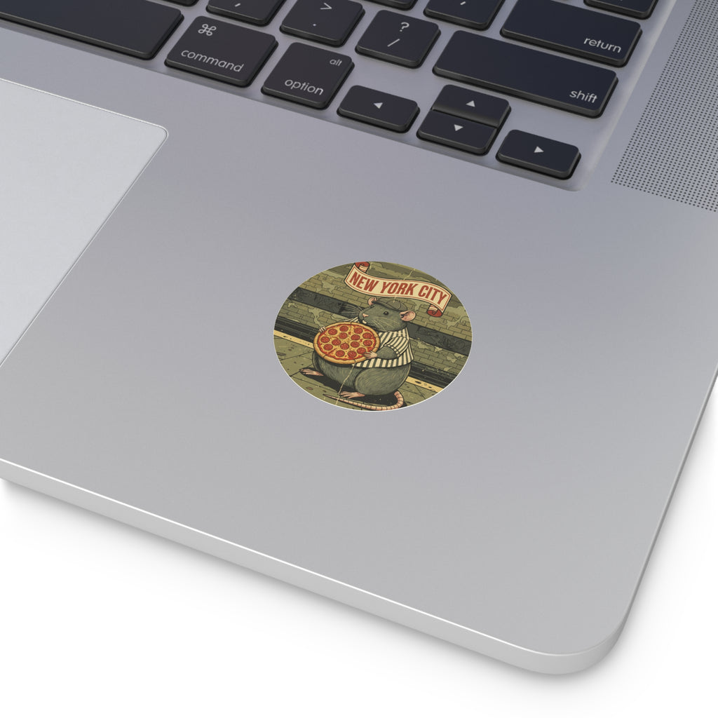 New York City Pizza Rat Round Vinyl Sticker — Retro Subway Art