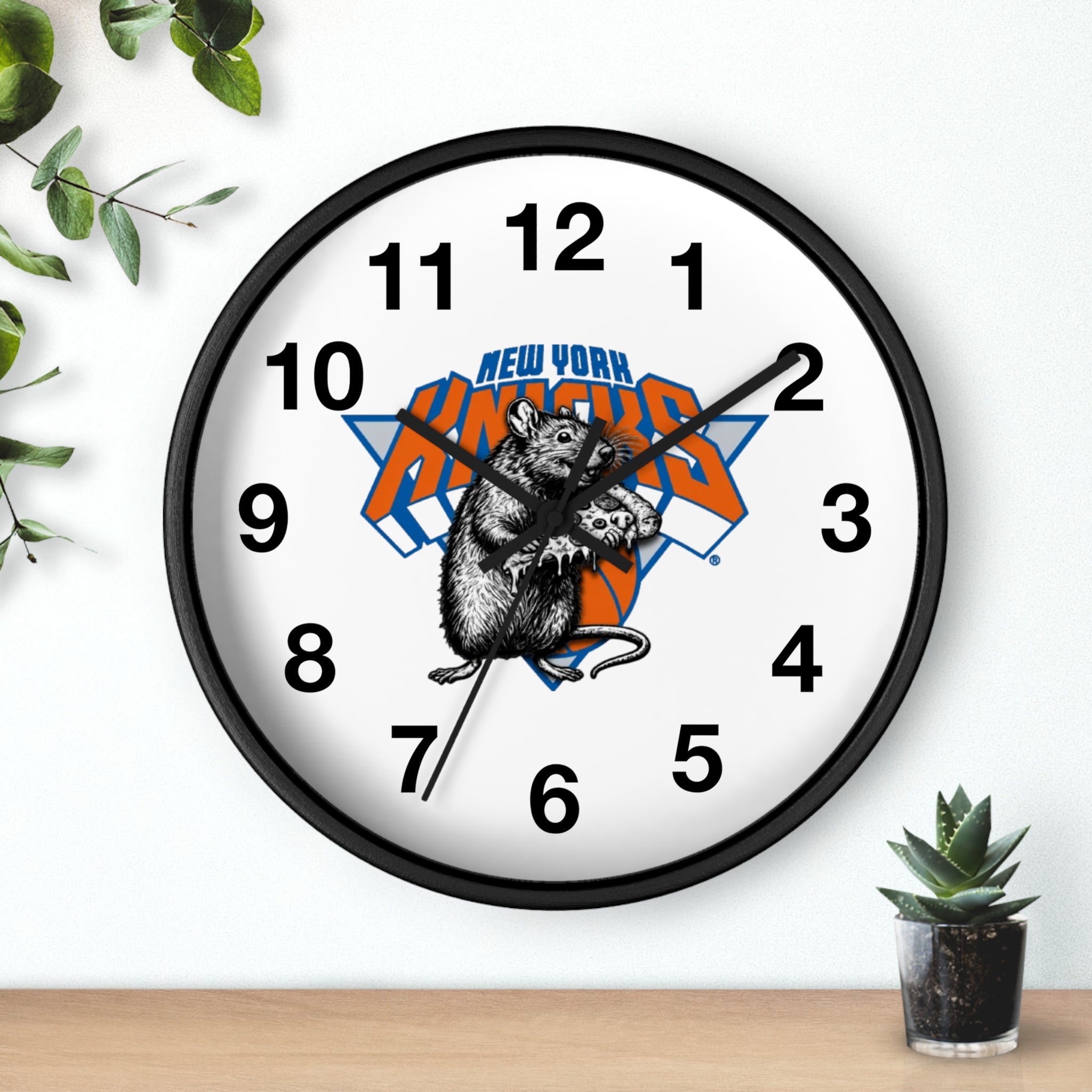 New York Knicks Retro Rat Logo Wall Clock — Vintage Basketball Fan Decor