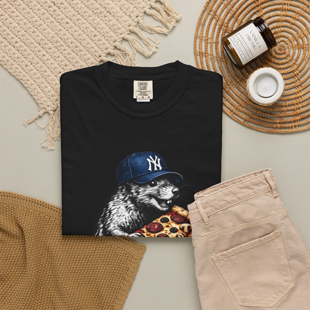 NY Rat with Pizza Graphic Tee — Streetwear Novelty T-Shirt