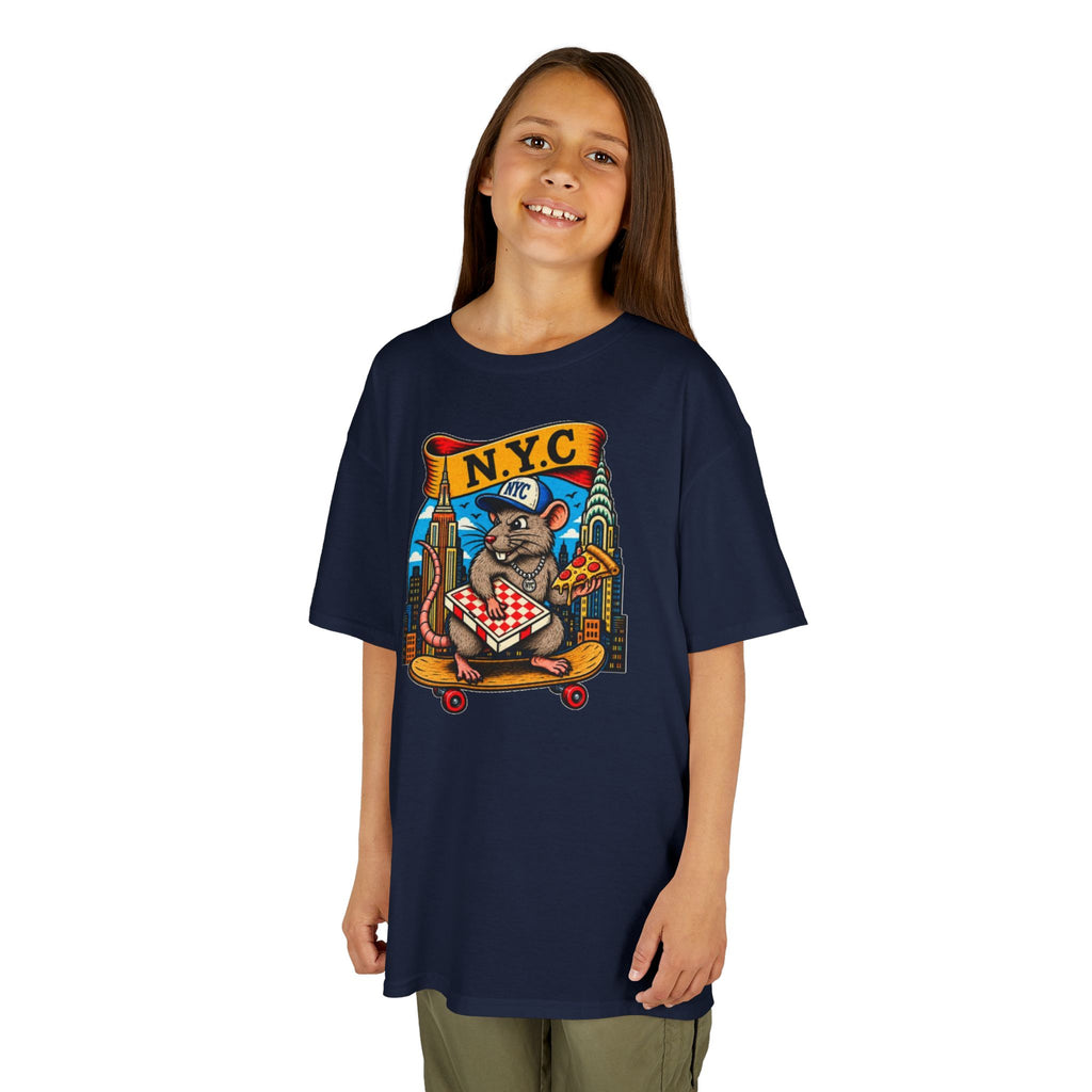 Kids T-Shirt — NYC Skateboarding Pizza Rat Graphic