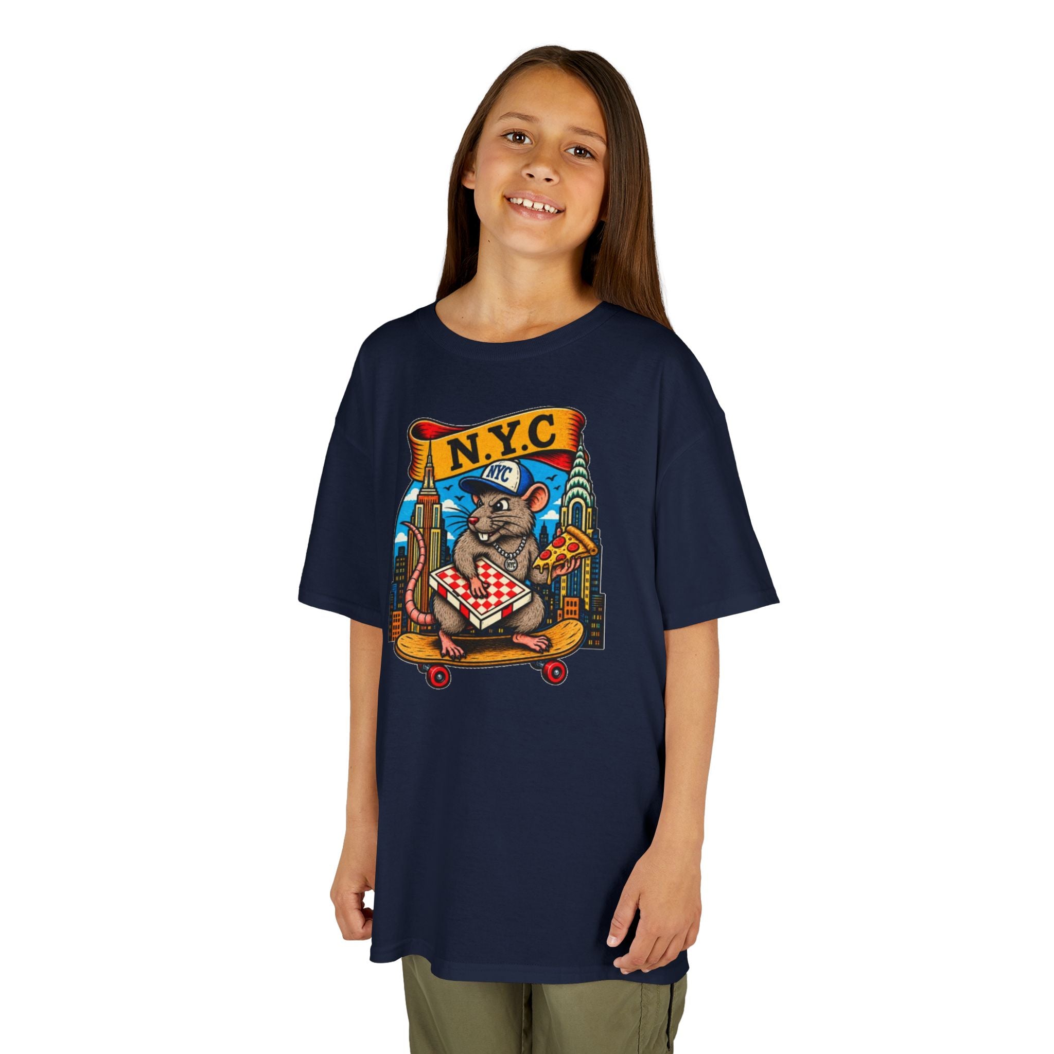 Kids T-Shirt — NYC Skateboarding Pizza Rat Graphic