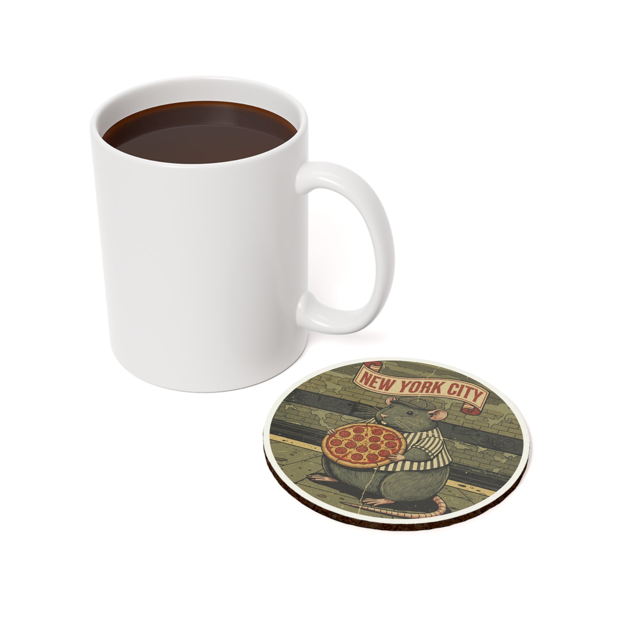 New York City Pizza Rat Cork Coaster