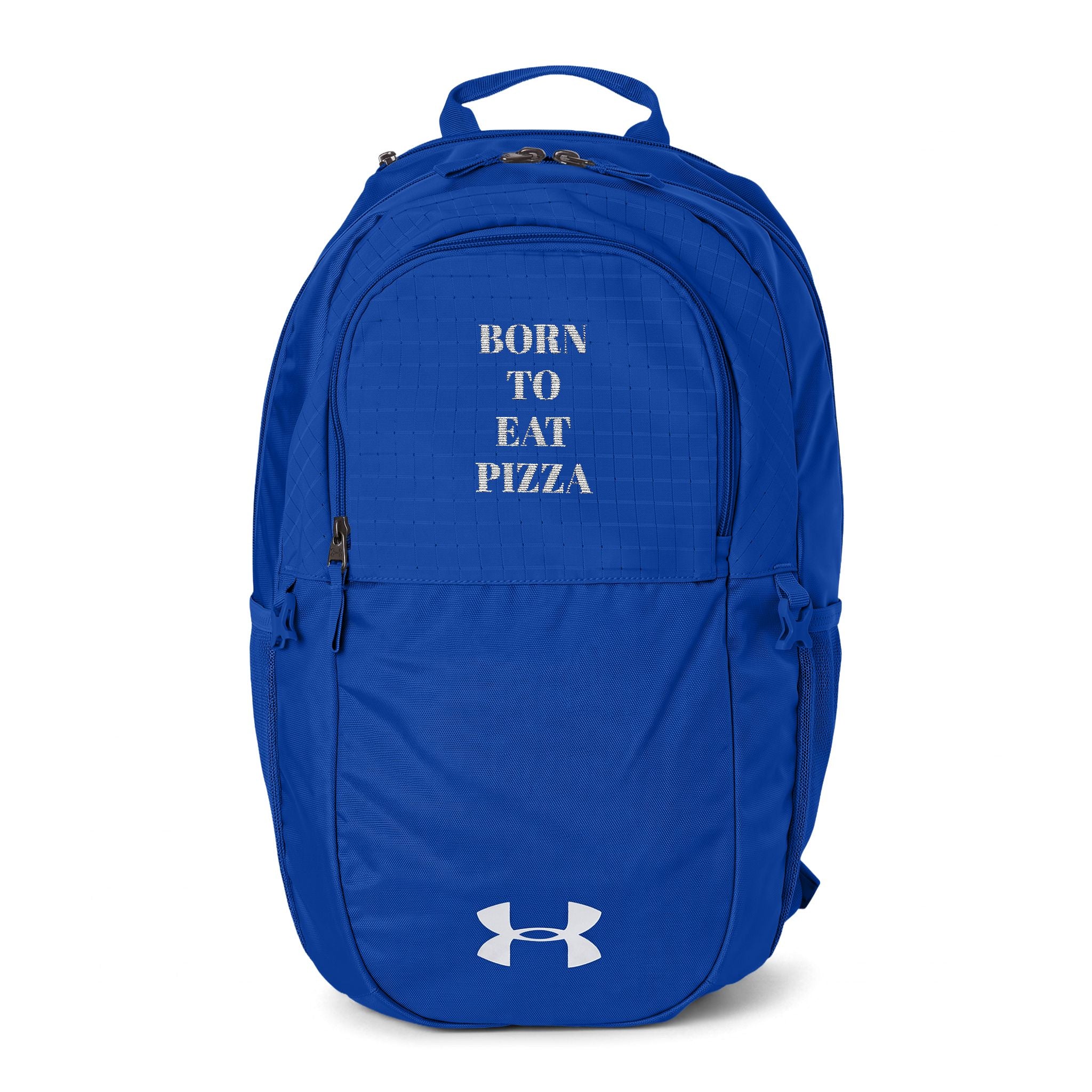 Under Armour Backpack — "Born to Eat Pizza" Embroidered Athletic Backpack