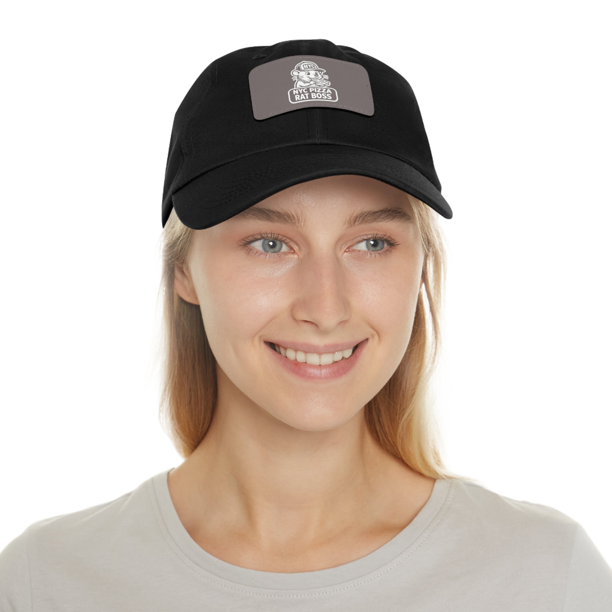 Leather Patch Dad Hat — NYC Pizza Rat Boss Logo