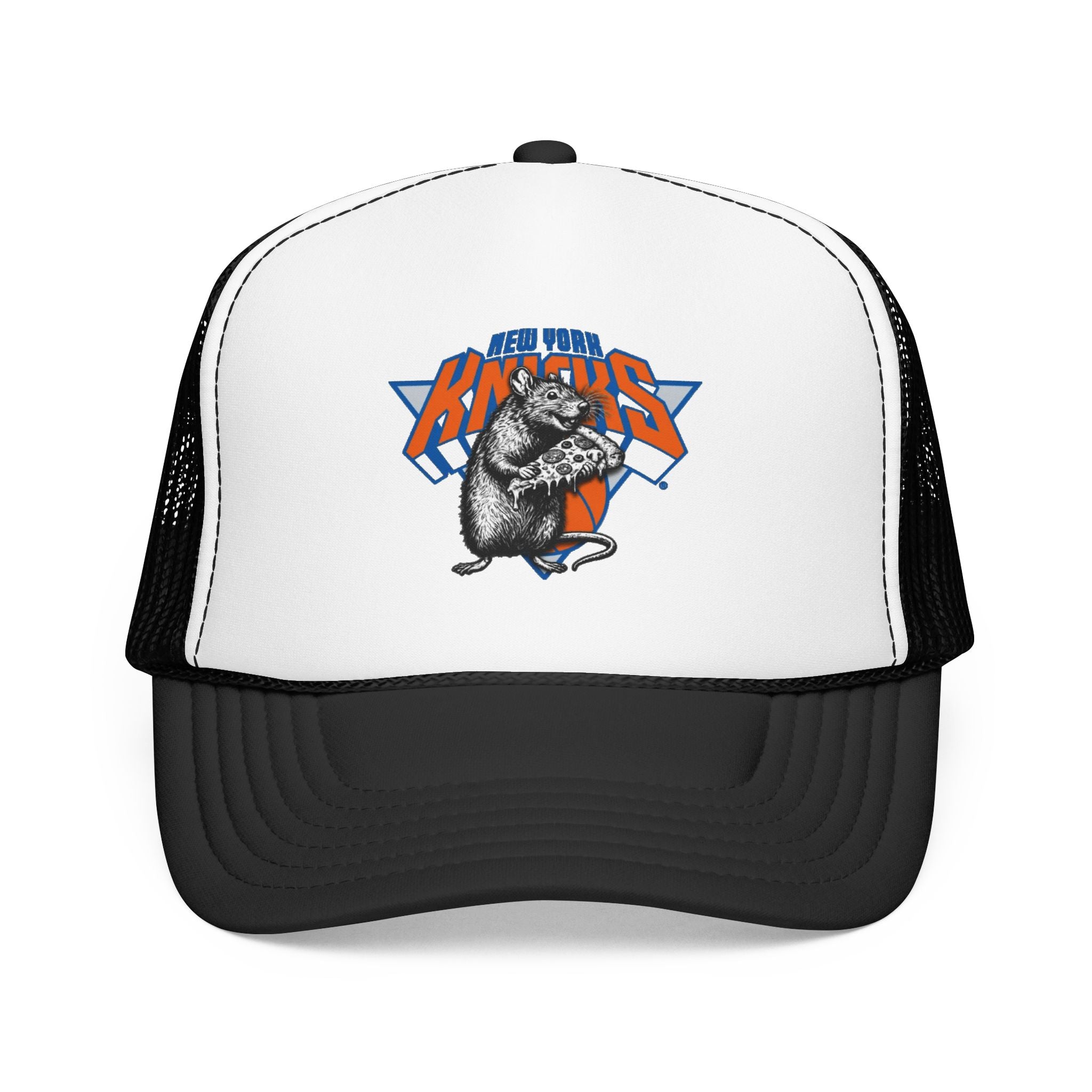 Vintage Skate Rat Foam Trucker Hat – Retro Skateboarding Logo Cap - NY Knicks