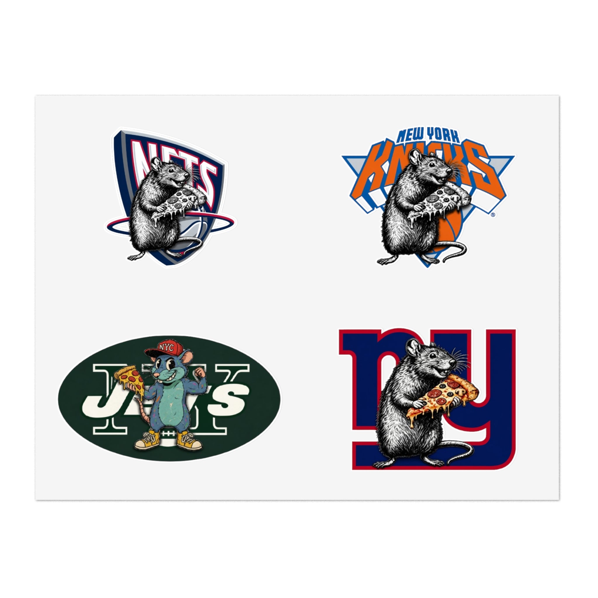 Sports Mascot Sticker Sheet — Retro Rat Designs (4-Pack)