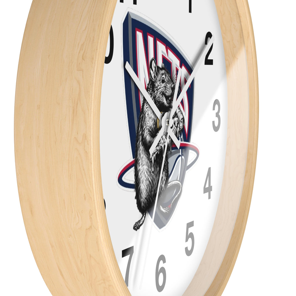 Nets Mascot Wall Clock — Retro Basketball Team Logo Decor