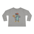 Toddler Long Sleeve Tee — Fun Pizza-Loving Cartoon Rat Graphic
