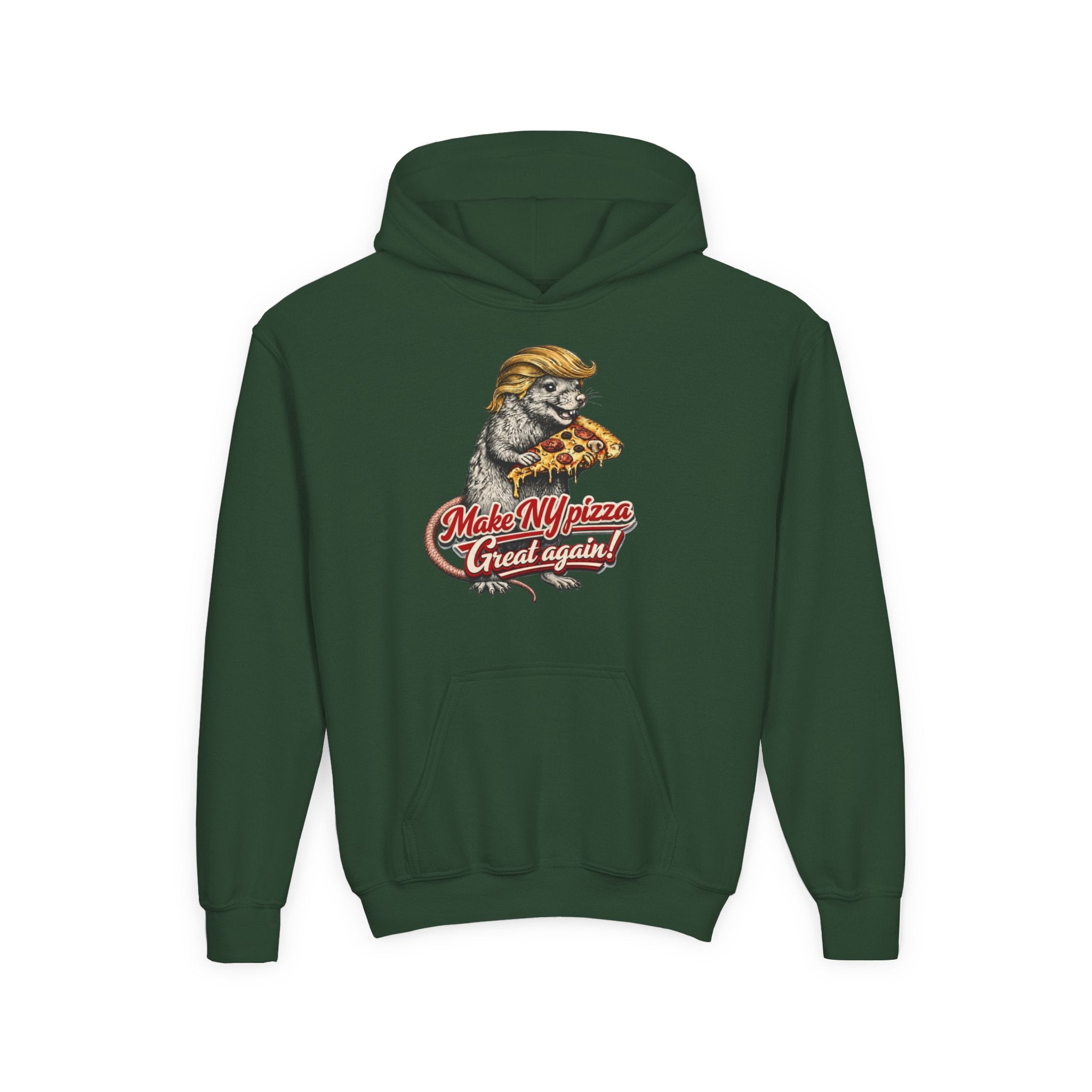 Youth Hoodie - "Make NY Pizza Great Again" Retro Pizza Lion Graphic