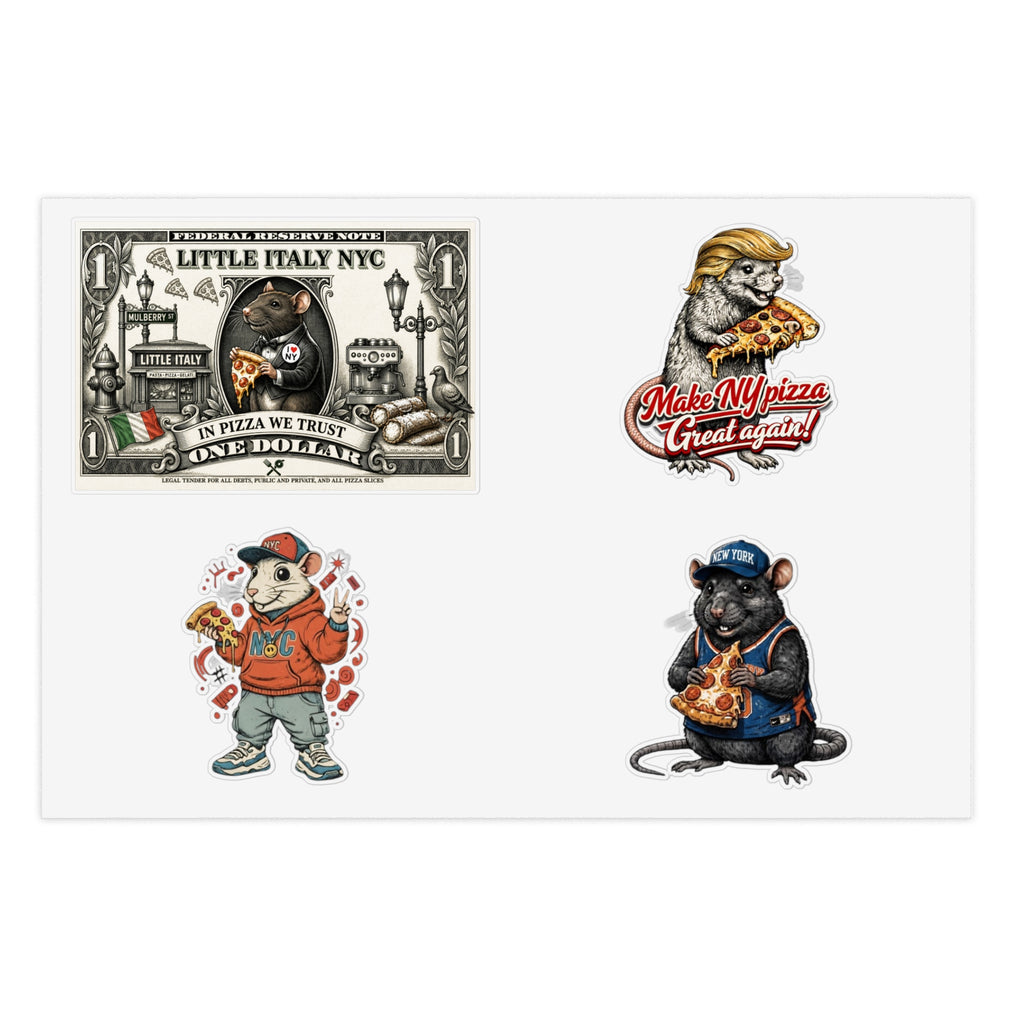 Pizza Rats Sticker Sheet Bundle – 5pcs Vintage NYC & Funny Pizza Rat Vinyl Stickers