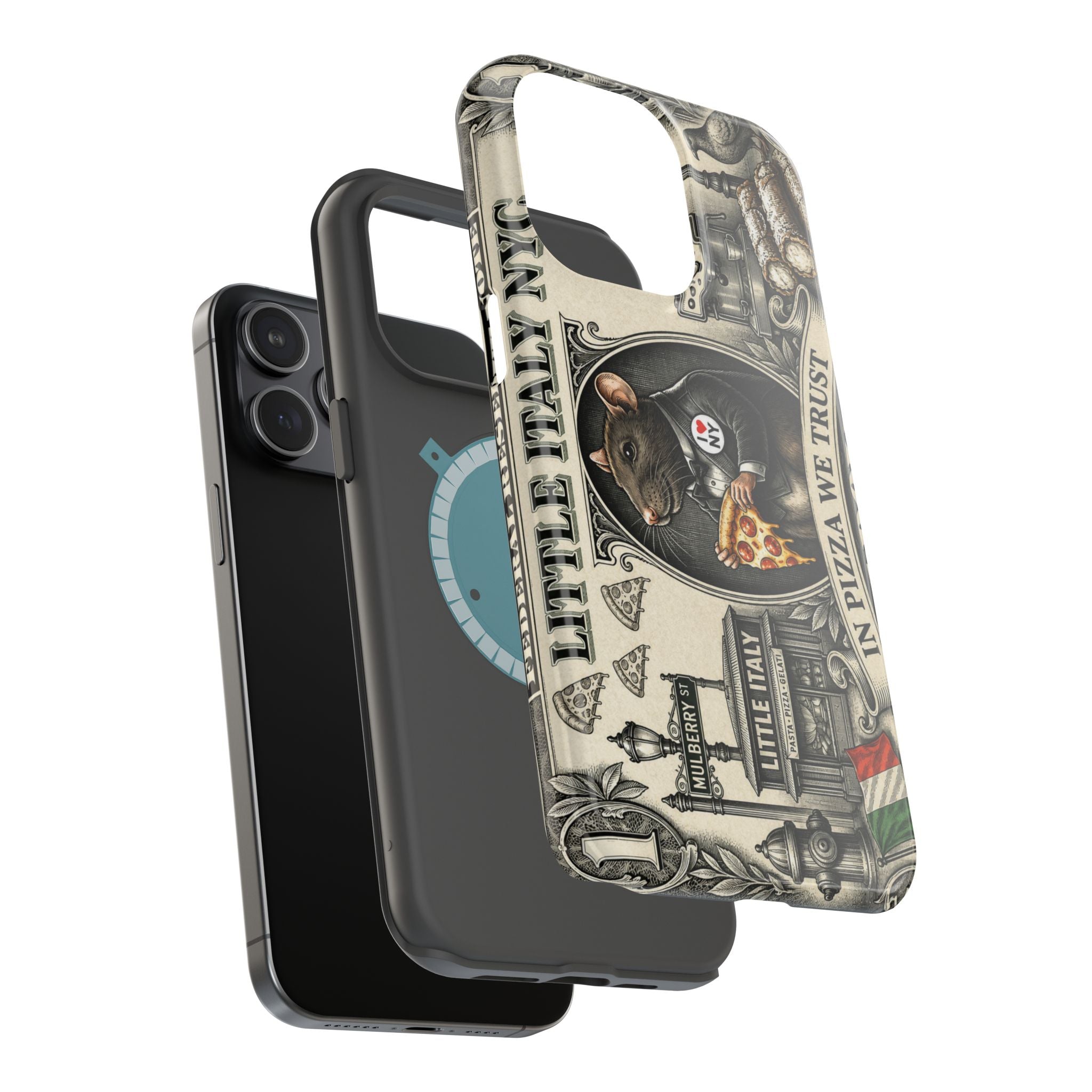 Little Italy NY Phone Case — 'In Pizza We Trust' Italy Rat Art Magnetic Impact-Resistant Case