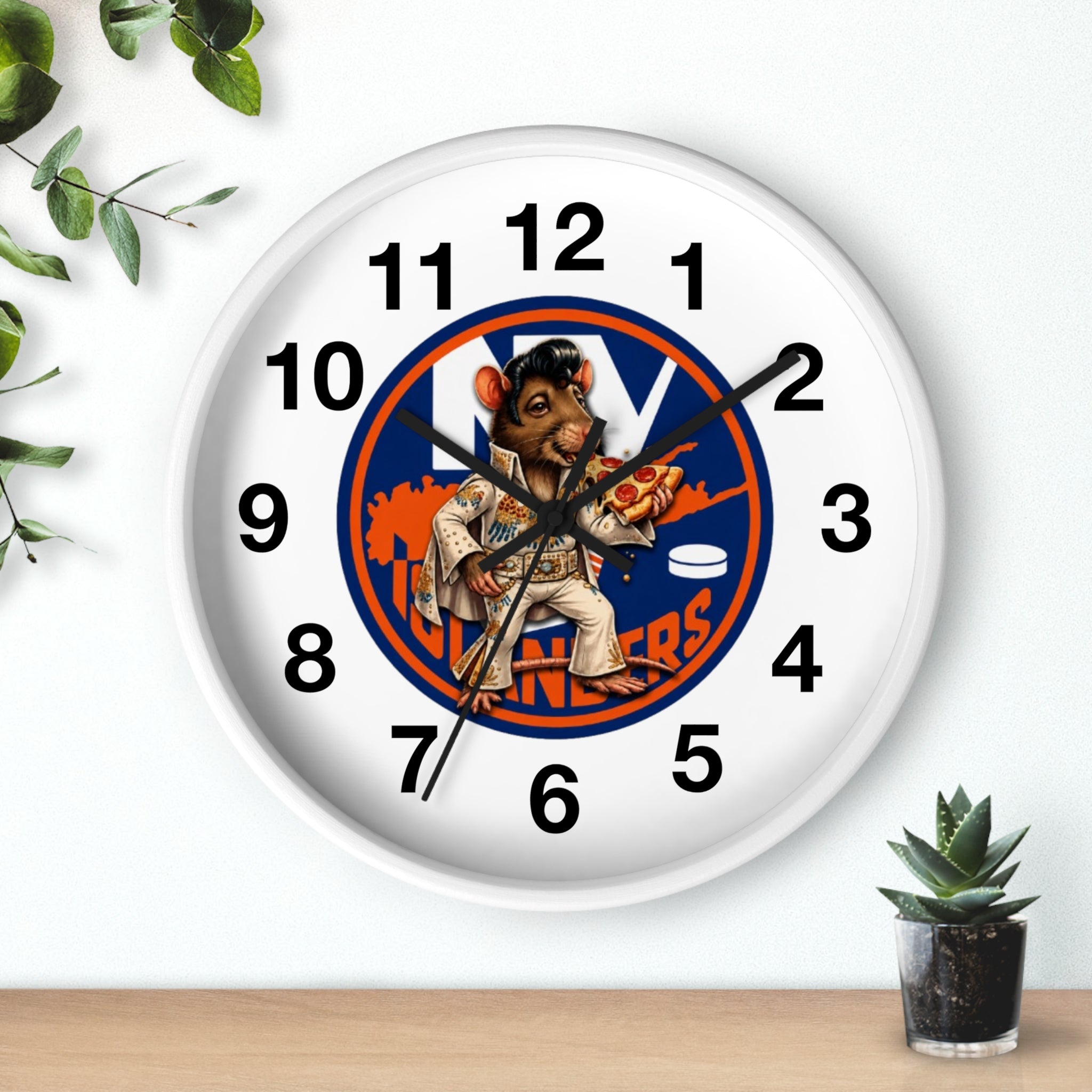 Islander Rat Elvis Wall Clock — Retro Hockey Fan Decor