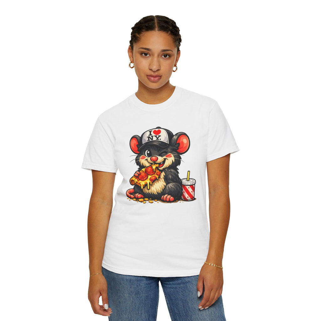 Pizza-Loving Baby Rat T-Shirt — Cute Retro Cartoon Graphic Tee