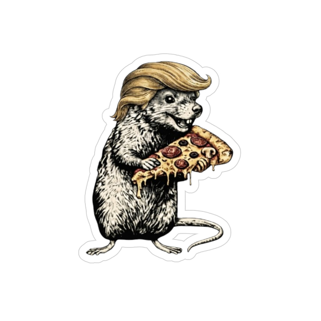 Die-Cut Sticker — Rat with Pizza & Blonde Hair (Outdoor Transparent)